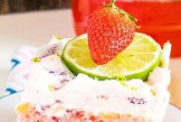 Tipsy Strawberry Margarita Poke Cake