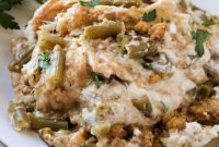 One-Pot Slow Cooker Chicken Stuffing Green Bean Dinner