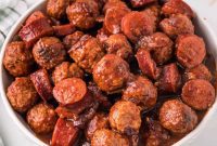 Sweet and Smoky Cranberry Chipotle Meatball and Sausage Duet
