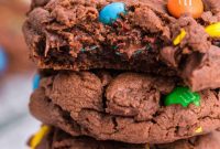 Soft Baked M&M Chocolate Pudding Cookies