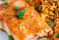 Ginger-Soy Glazed Salmon with Rainbow Vegetable Fried Rice
