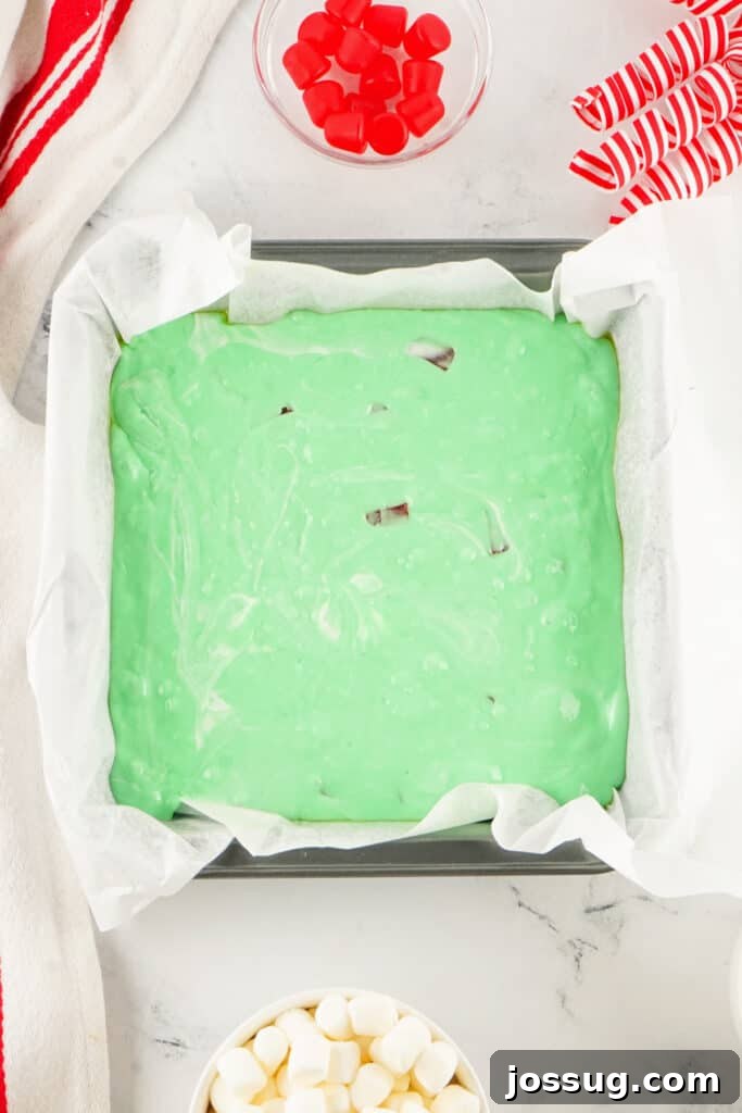 Grinchmas Nougat Nibblers 9 Nougat in baking pan.