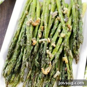 Crispy Roasted Asparagus 6 This Oven-Roasted Asparagus makes a quick and easy side dish for any meal. We especially enjoy this recipe in the Spring when asparagus is abundant. You'll be amazed at how a few simple ingredients turn asparagus into an addictively-delicious vegetable dish everyone will love!
