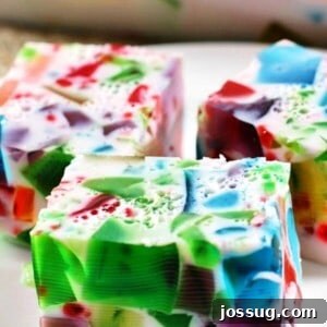 Shattered Jewel Jello 2 A colorful tray of Broken Glass Jello, perfect for a party