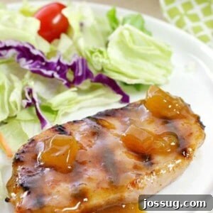 Tangy Peach Glazed Pork Chops 7 Dinner is easy AND delicious when these Dijon-Peach Pork Chops are on the menu! You only need a handful of ingredients and less than 30 minutes!