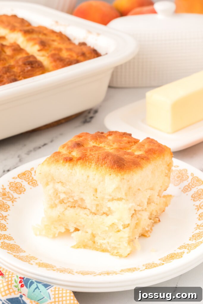 A golden-brown butter dip biscuit resting on a white plate, showcasing its soft interior and crispy edges.