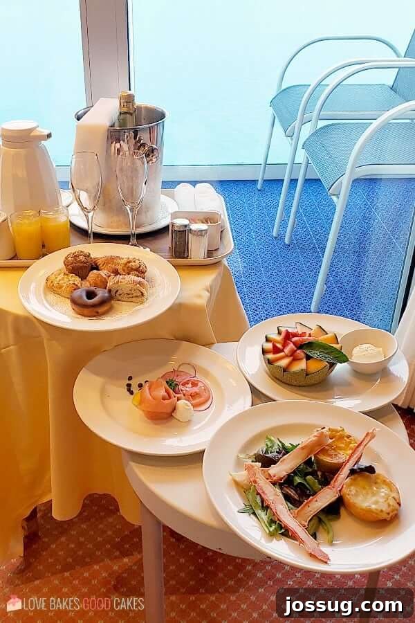 Last-Minute Cruises: Sail Sooner, Save More 5 A delightful breakfast spread served on a private balcony of a cruise ship, offering stunning views.