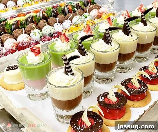 An enticing display of various desserts arranged beautifully on trays in the bustling buffet restaurant of a cruise ship, inviting indulgence.