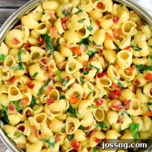 One Pot Creamy Bacon Spinach Pasta