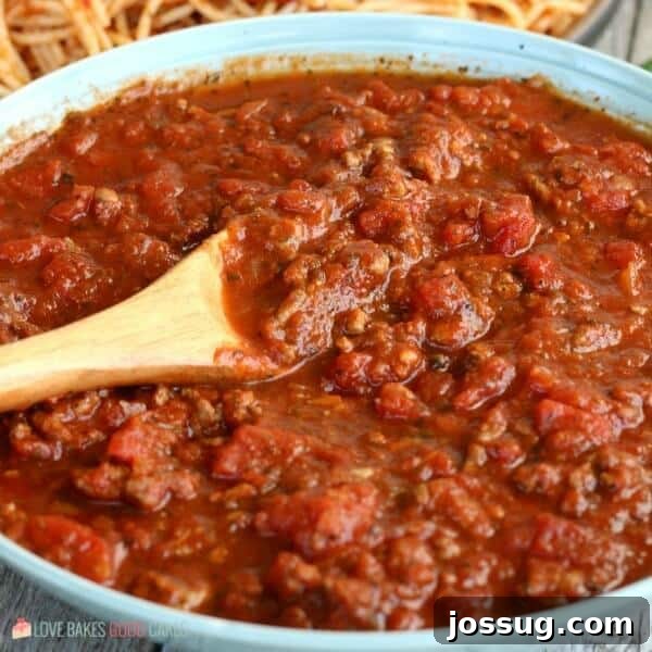 Slow Cooker Spaghetti Sauce in a bowl.