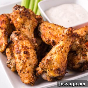 Closeup of air fryer chicken wings