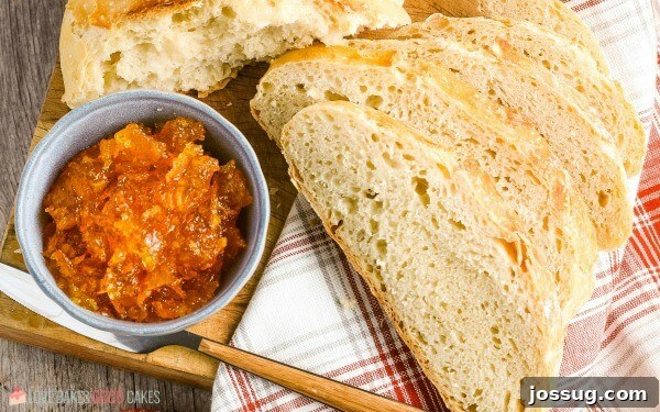 Easy No-Knead Loaf 2 Sliced No-Knead Bread with butter