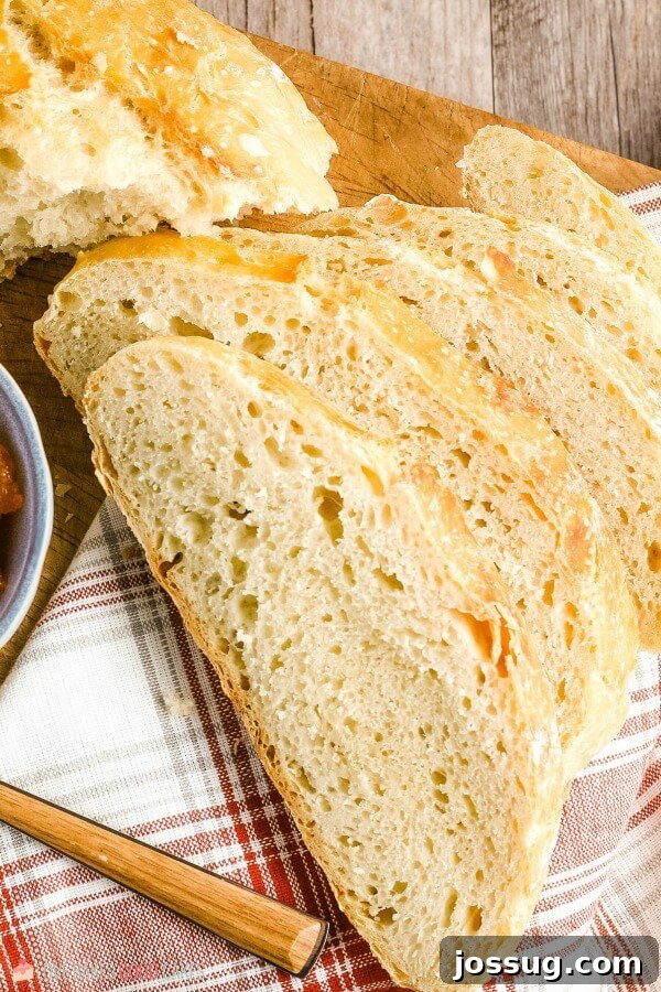 Easy No-Knead Loaf 9 Bread on a cloth