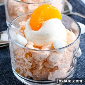 Creamsicle Dream Dessert 11 closeup of finished orange fluff jello salad