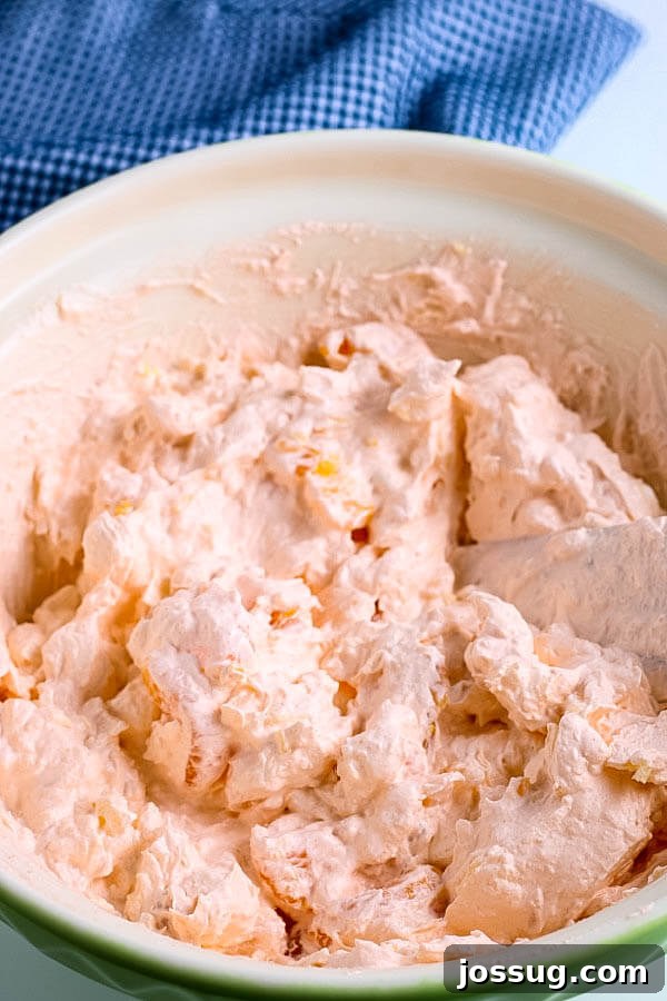 Creamsicle Dream Dessert 8 jello salad all mixed up and chilled in a large serving bowl
