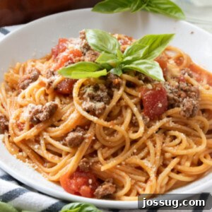 Finished pasta in a bowl, ready to serve.