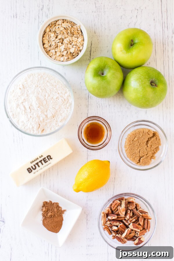 ingredients laid out for apple crumble