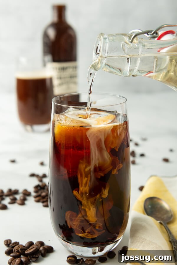 Liquid Gold Sweetener 6 sweetening cold coffee with simple syrup