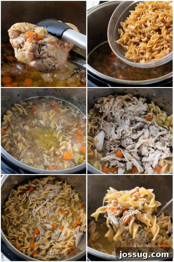 Effortless Instant Pot Chicken Noodle Soup 4 Close-up of vegetables and chicken cooking in an Instant Pot for soup