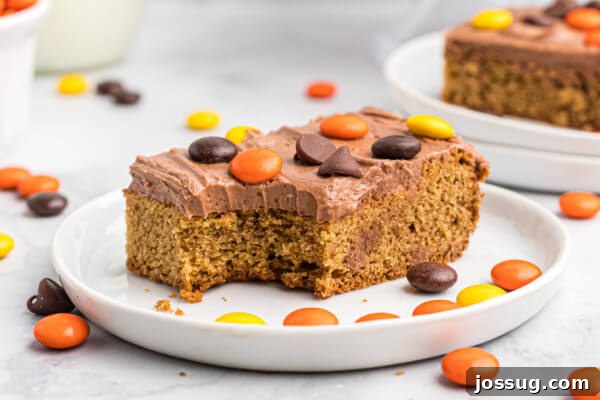 A generous serving of frosted peanut butter cookie bars, topped with colorful candies and chocolate pieces, beautifully arranged on a white plate, invitingly presented for enjoyment.