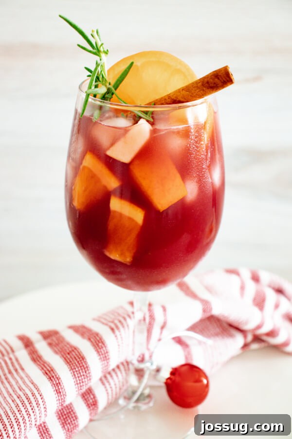 holiday sangria in wine glass