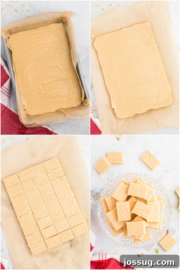 Decadent Baileys Irish Cream Fudge 5 Ingredients for Bailey's Irish Cream Fudge laid out on a kitchen counter: sugar, butter, evaporated milk, white chocolate chips, marshmallows, and a bottle of Bailey's.