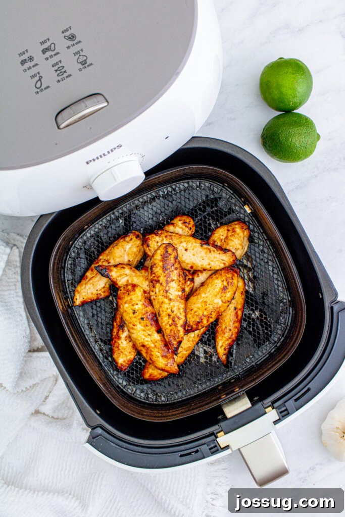 Cracker Barrel Inspired Air Fryer Chicken Tenders 3 looking down into basket with food