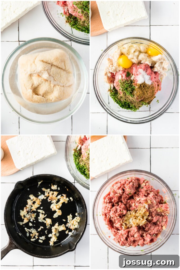 mixing ingredients for bifteki