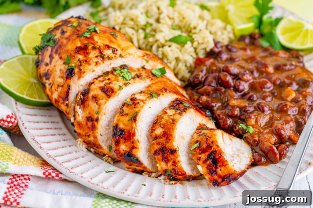 Cooked meat plated with rice and beans