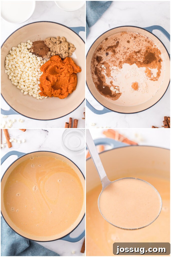 Velvet Pumpkin Spice Cocoa 4 how to make pumpkin spice white hot chocolate collage