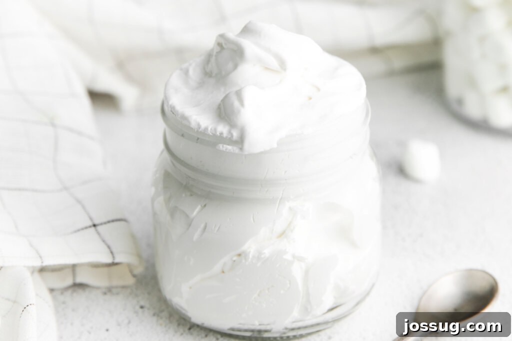 Cloud Cream 6 jar with homemade marshmallow fluff, ready for serving