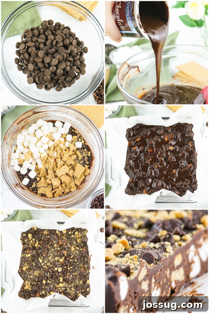 A view of the delicious S'mores Fudge, showing how simple it is to make this delightful dessert at home.