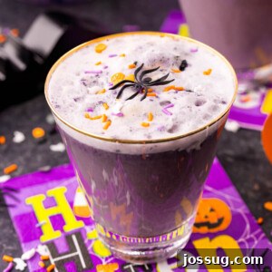 glass of purple witch's brew punch
