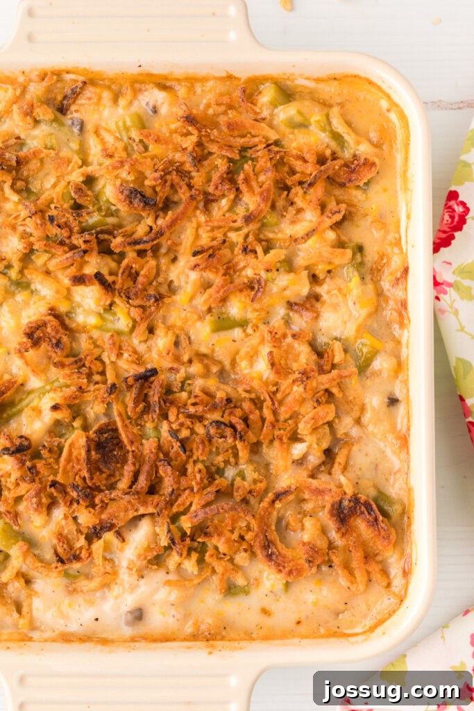 closeup of green bean casserole