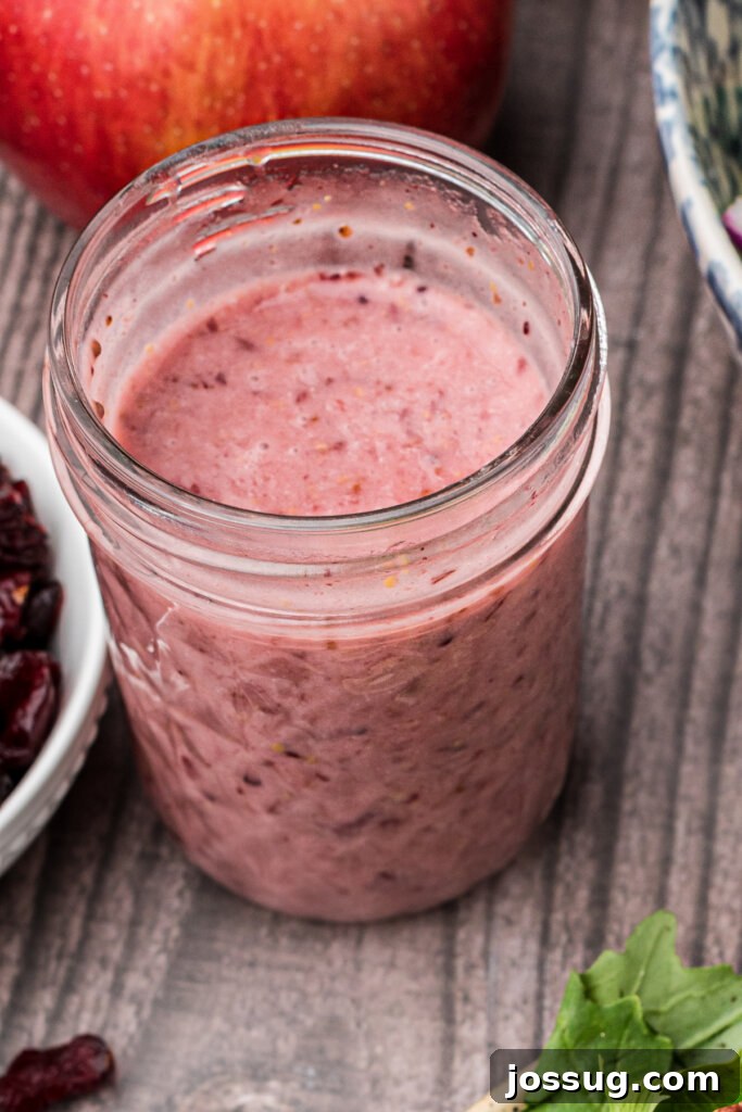 cranberry vinaigrette in glass jar