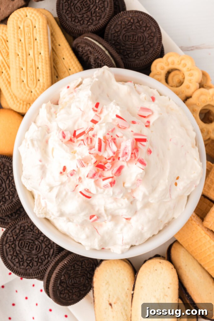 Festive Peppermint Cream 2 bowl with candy cane dip
