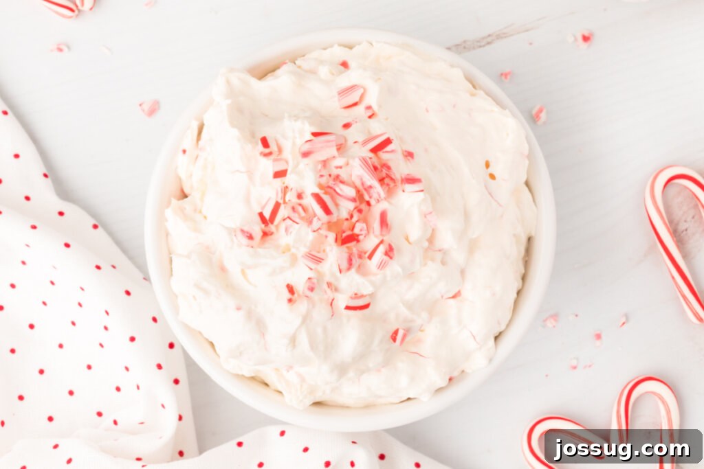 Festive Peppermint Cream 6 candy cane dip in bowl
