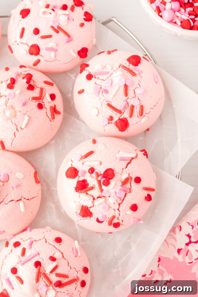 A single delicate flavored meringue cookie resting on a wire cooling rack, showcasing its perfectly crisp and airy texture after baking.