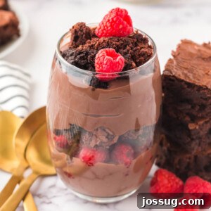 brownie parfait in glass