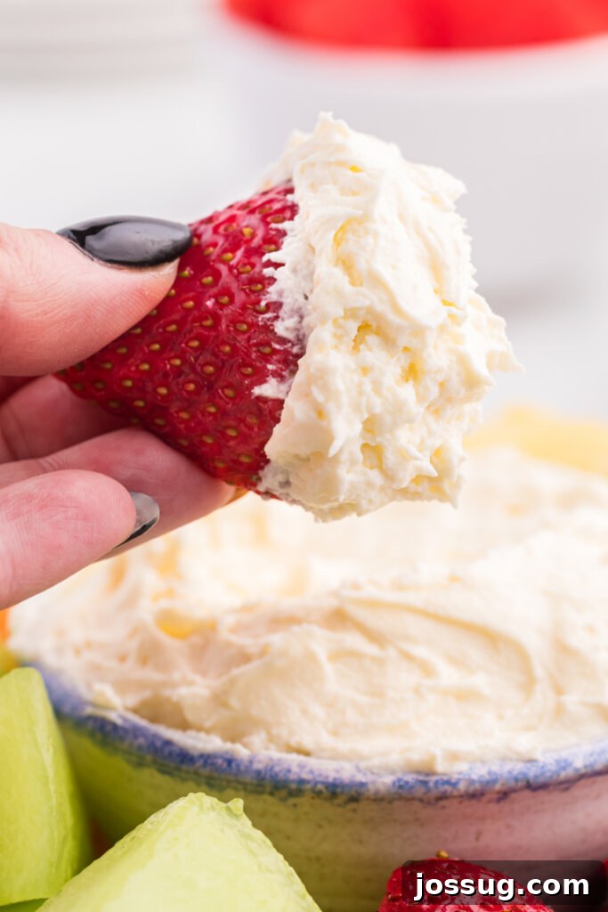 Sweet Creamy Fruit Dip 2 strawberry with fruit dip