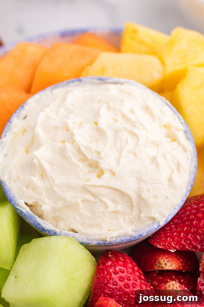 Sweet Creamy Fruit Dip 4 bowl with cream cheese fruit dip