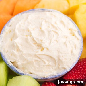 cream cheese fruit dip in bowl
