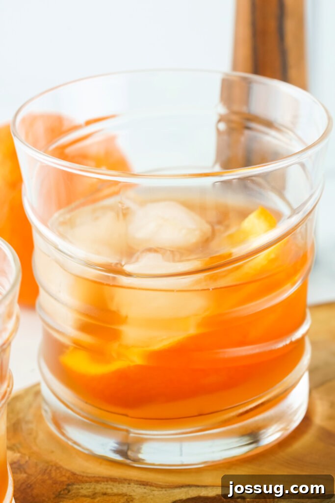 old fashioned cocktail in glass