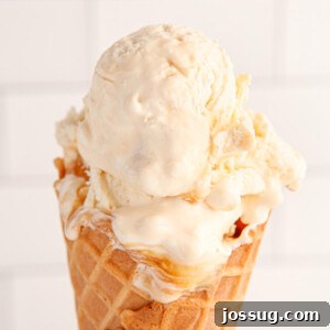 scoop of salted caramel ice cream in cone