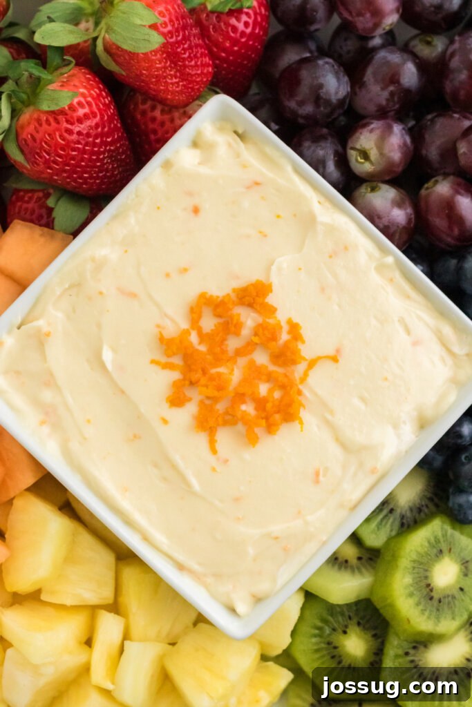 Orange Dream Fruit Dip 2 Orange creamsicle fruit dip surrounded by assorted fresh fruit