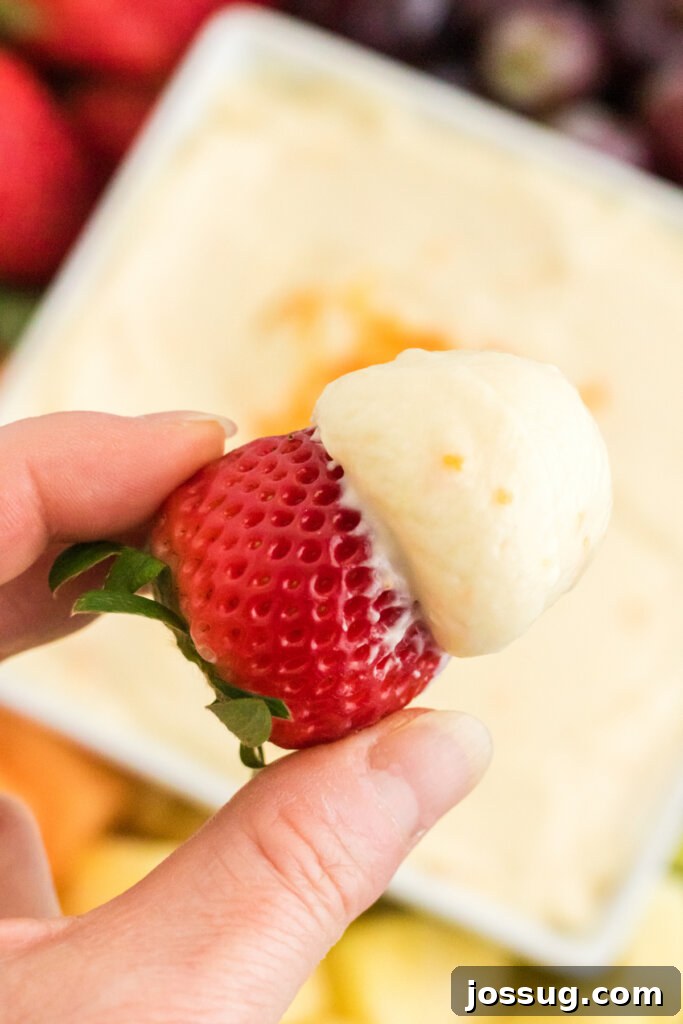 Orange Dream Fruit Dip 3 Fresh strawberry with orange creamsicle fruit dip