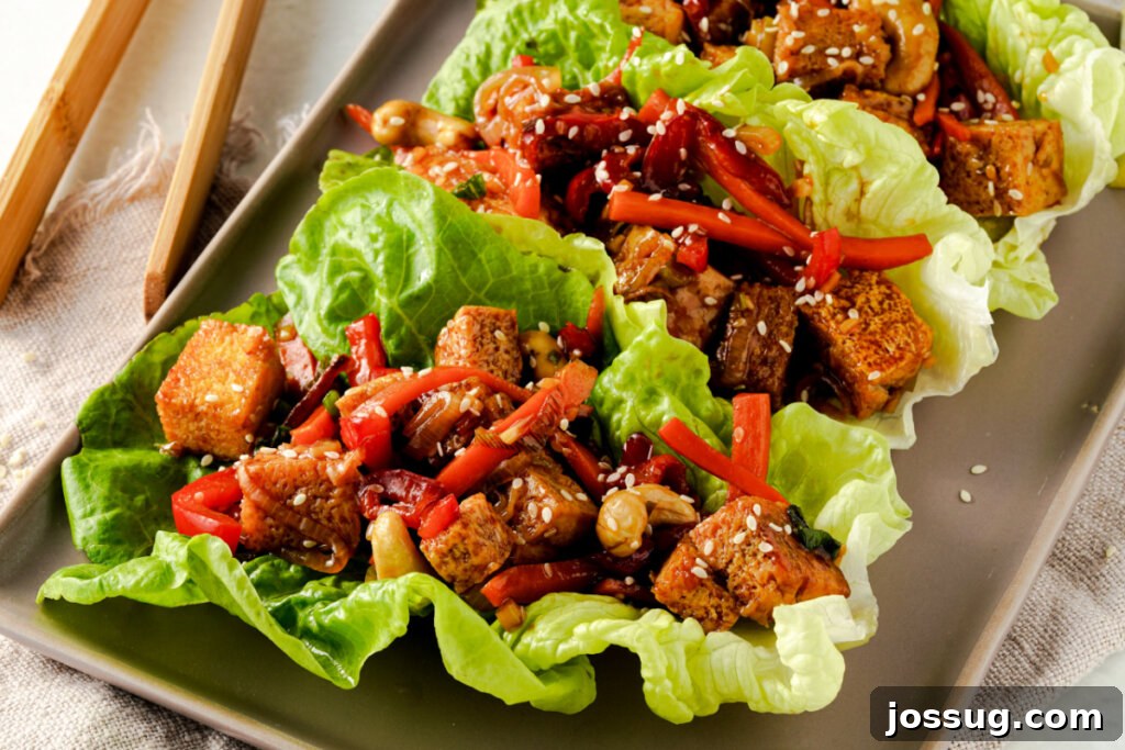 Teriyaki Tofu Lettuce Wraps ready to serve