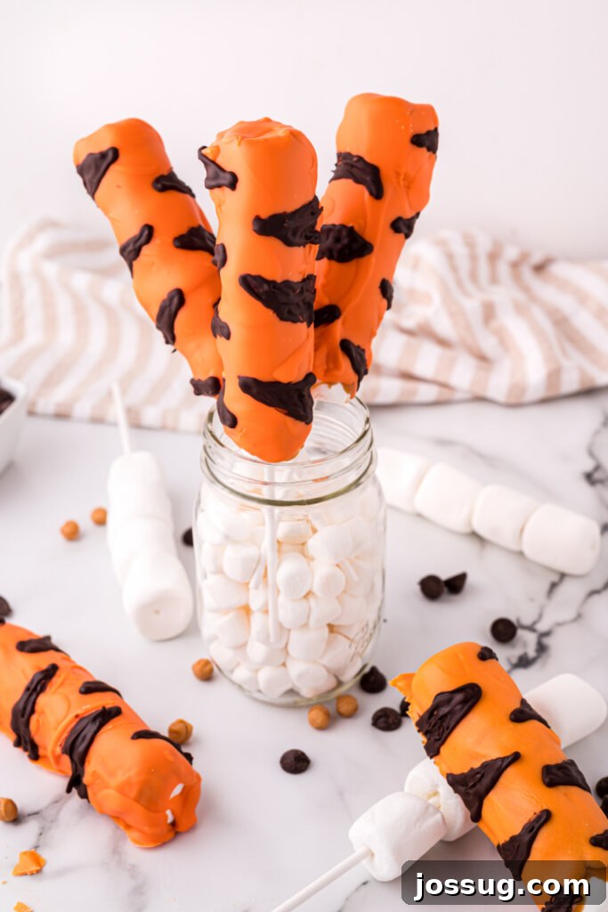 Several Tigger Tails displayed in a clear glass jar.