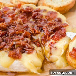 closeup of maple bacon brie cheese