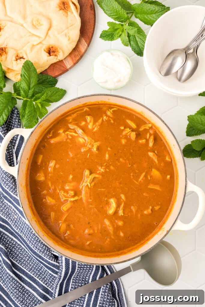 Large pot brimming with vibrant Indian Spiced Chicken Potato Stew, slow-cooking to perfection.